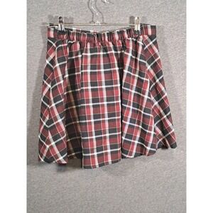 Gypsy Warrior Red Black Plaid Button Front Mini Skater Skirt Womens Medium
